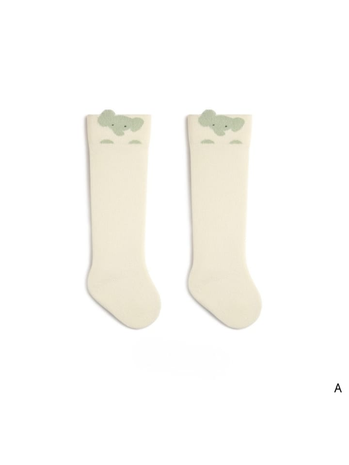 5er-Pack hohe Socken mit grünem Elefantenmotiv