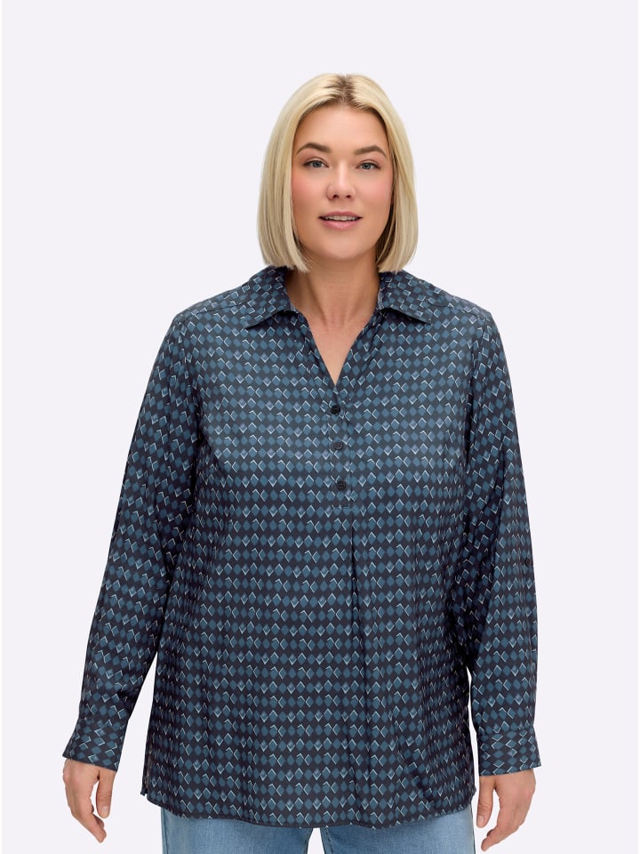 Tunika in tiefblau-dunkelblau-bedruckt