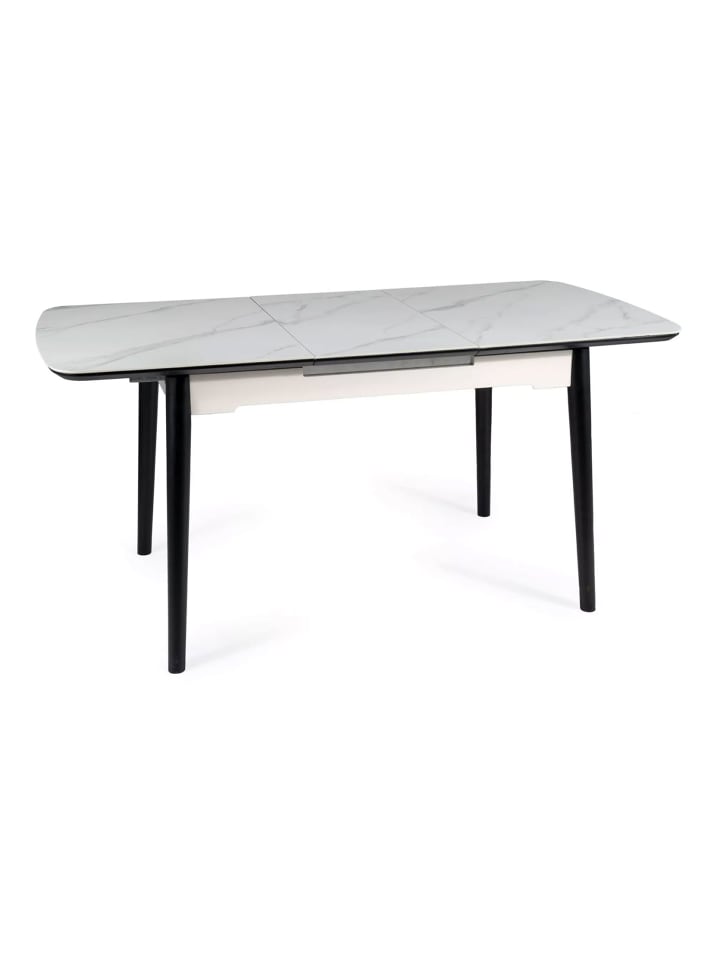 Esstisch Apollo Marmor Weiß / Schwarz 120-160 / 80 / 76cm