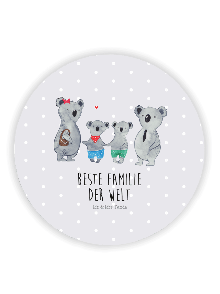 Magnet Koala Familie zwei mit Spruch in Grau Pastell
