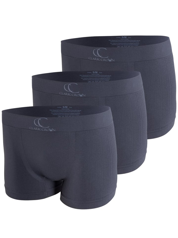 Boxershorts-Pant 3er Pack Seamless in anthrazit-gerippt