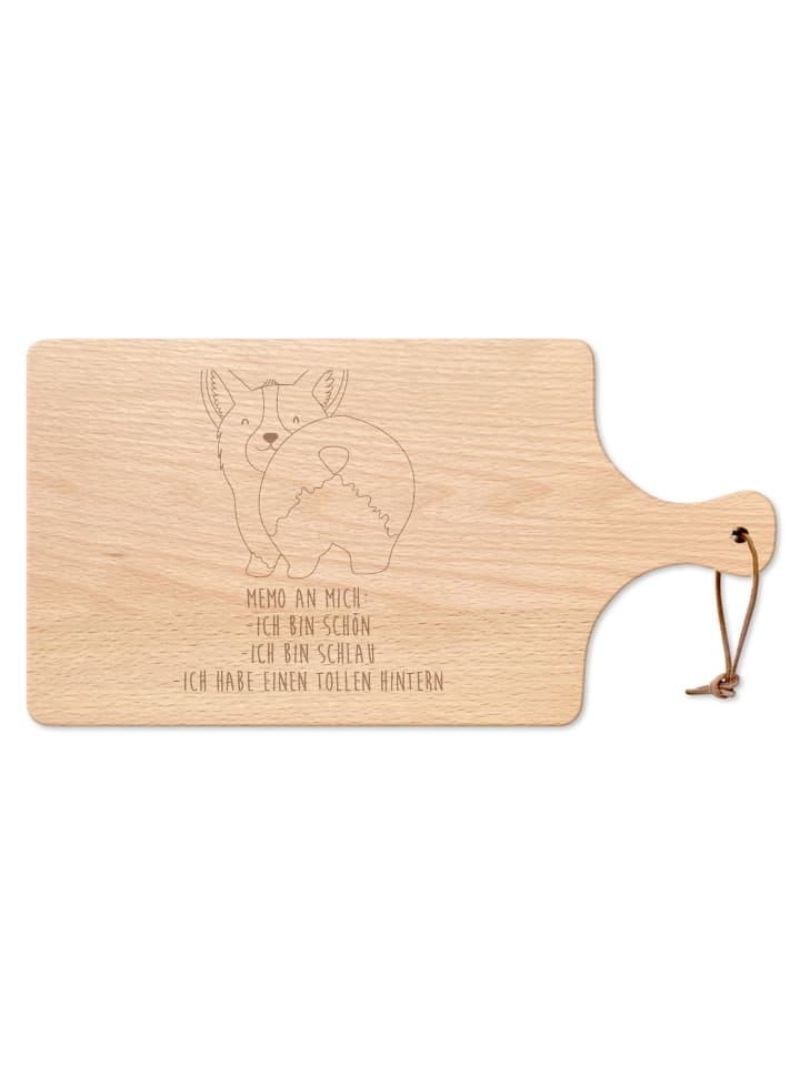 Frühstücksbrett Corgi Po mit Spruch in Transparent