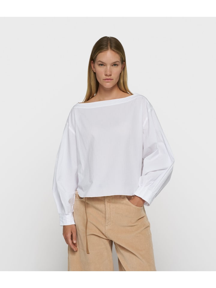 Boatneck Blouse Poplin in White