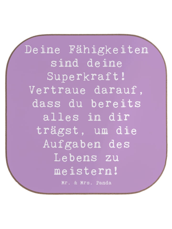 Glasuntersetzer Spruch Vertrauen in Fähigkeiten... in Lavendeltraum