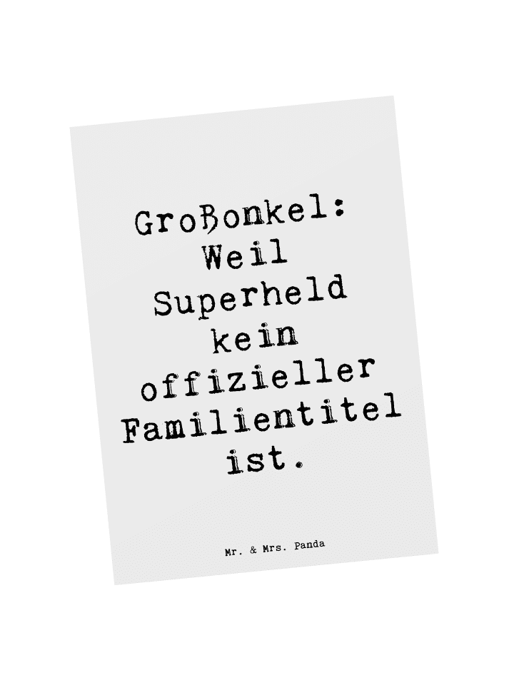 Postkarte Großonkel Superheld mit Spruch in Weiß