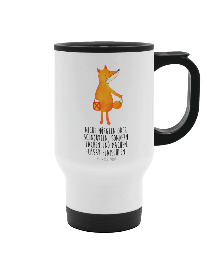 Kaffeebecher Fuchs Laterne mit Spruch in Weiß