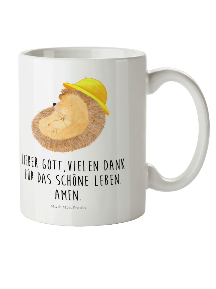 Pott Igel Beten mit Spruch in Weiß