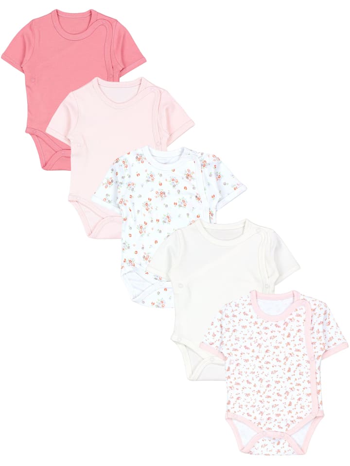 Baby Mädchen Kurzarm Wickelbody 5er Set in rosa Modell 2