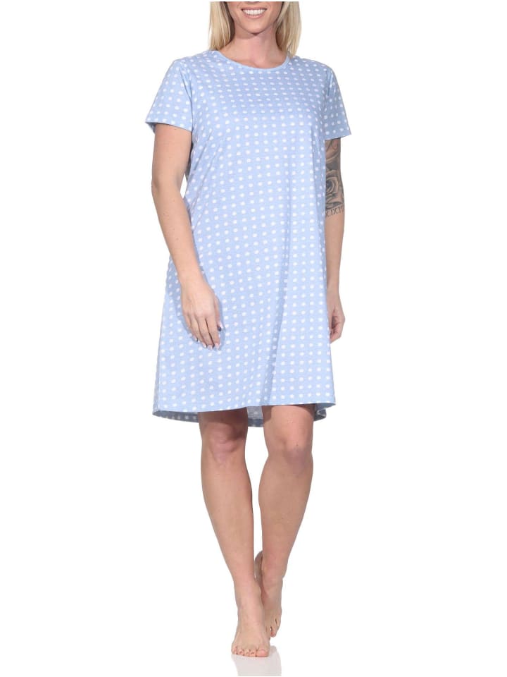 Nachthemd kurzarm kariert 126 10 800 in blau