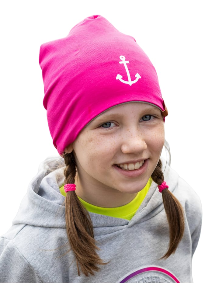 Kinder Beanie "Anker", Mütze, in fuchsia