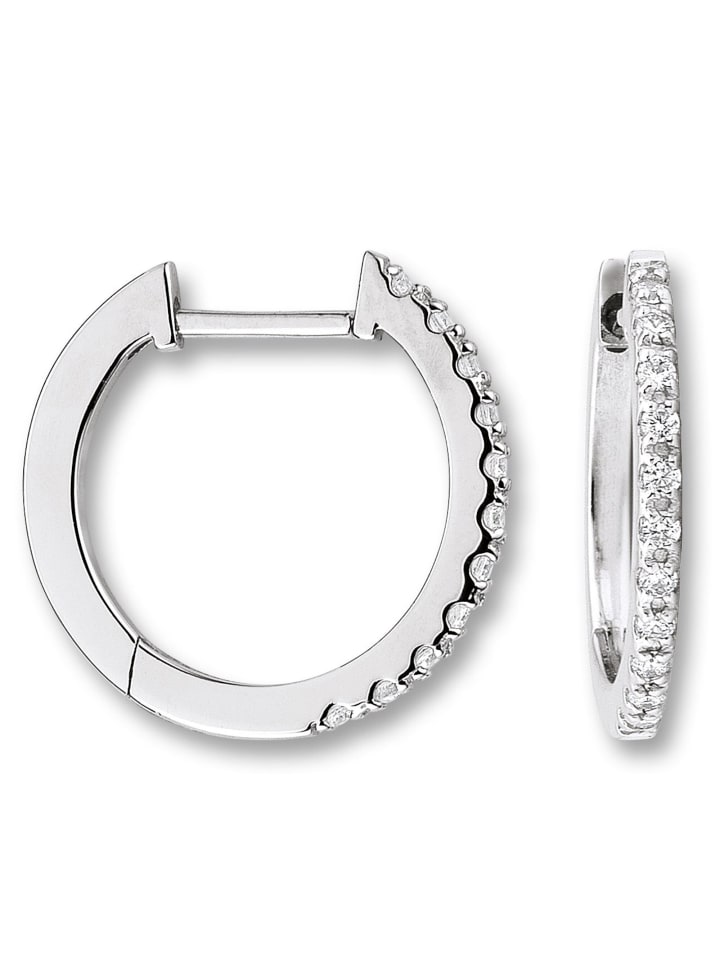 Zirkonia Ohrringe   Creolen aus 925 Silber in silber