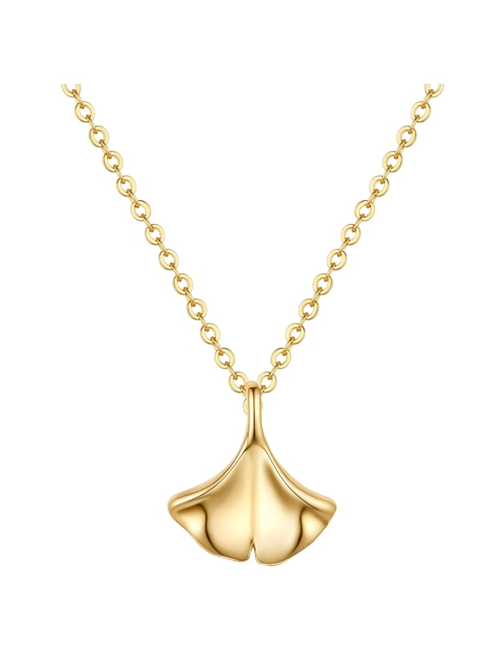 Kette Ginkgoblatt aus Messing mit Zirkonia in gelbgold