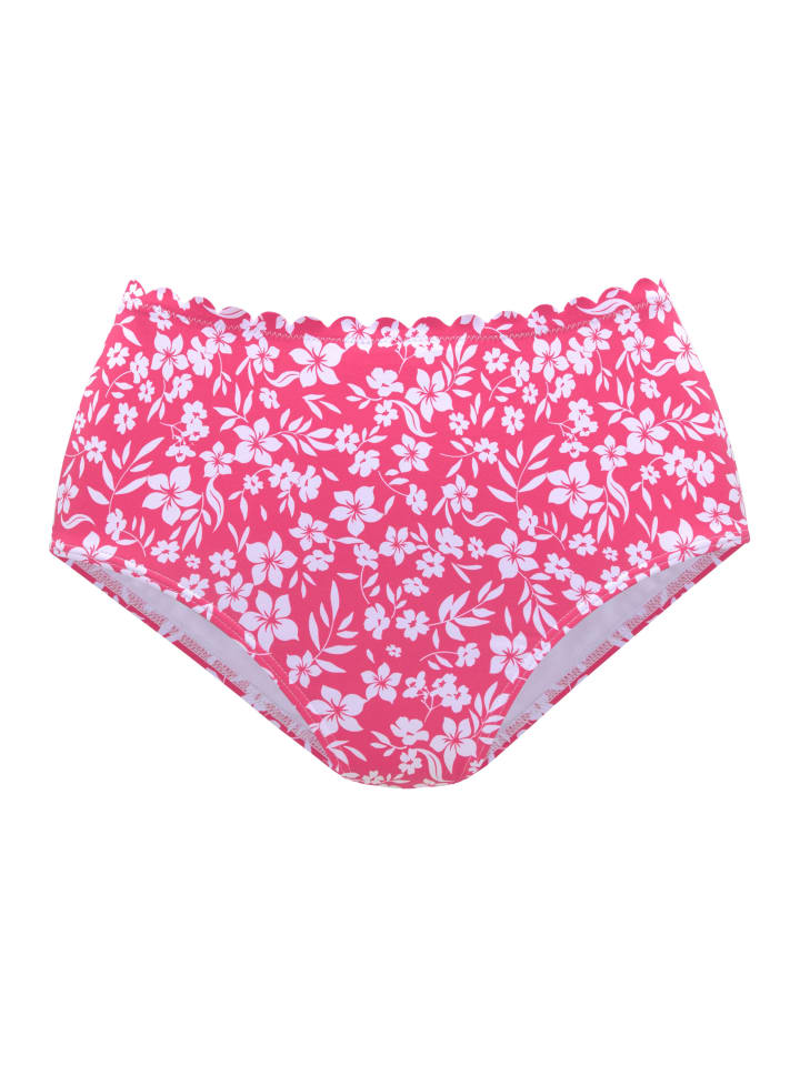Bikini-Hose in neonpink-weiß