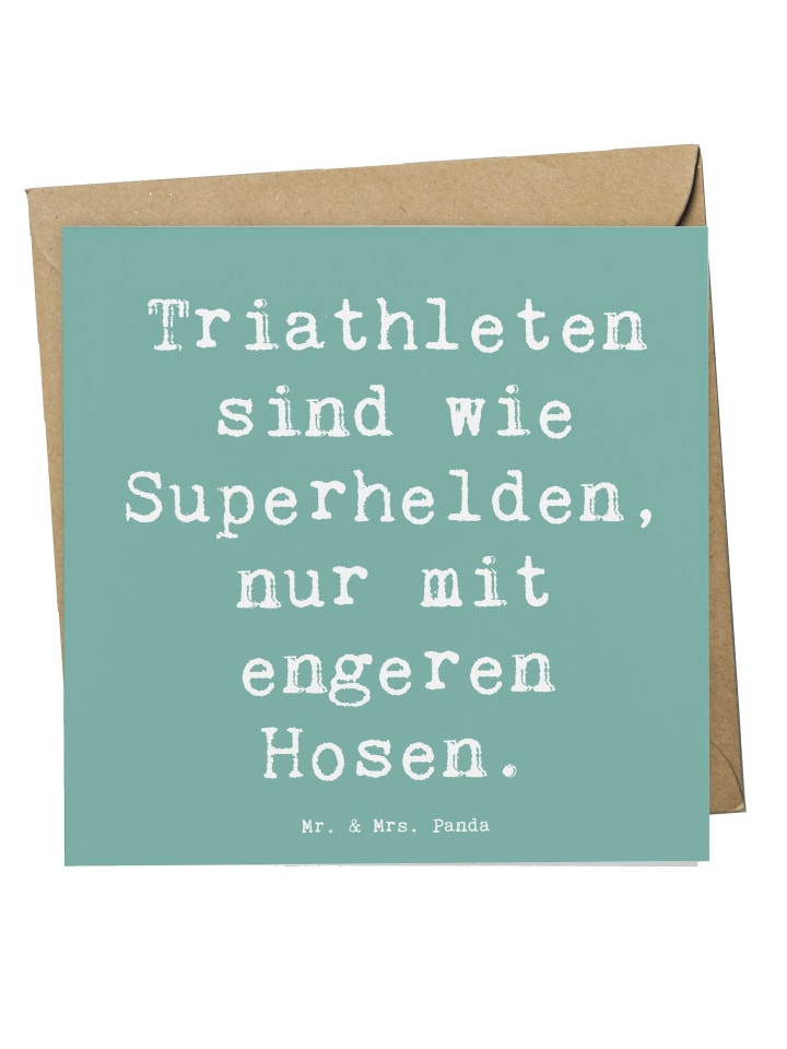Grußkarte Spruch Triathlon Superheld mit Spruch in Meeresbrise