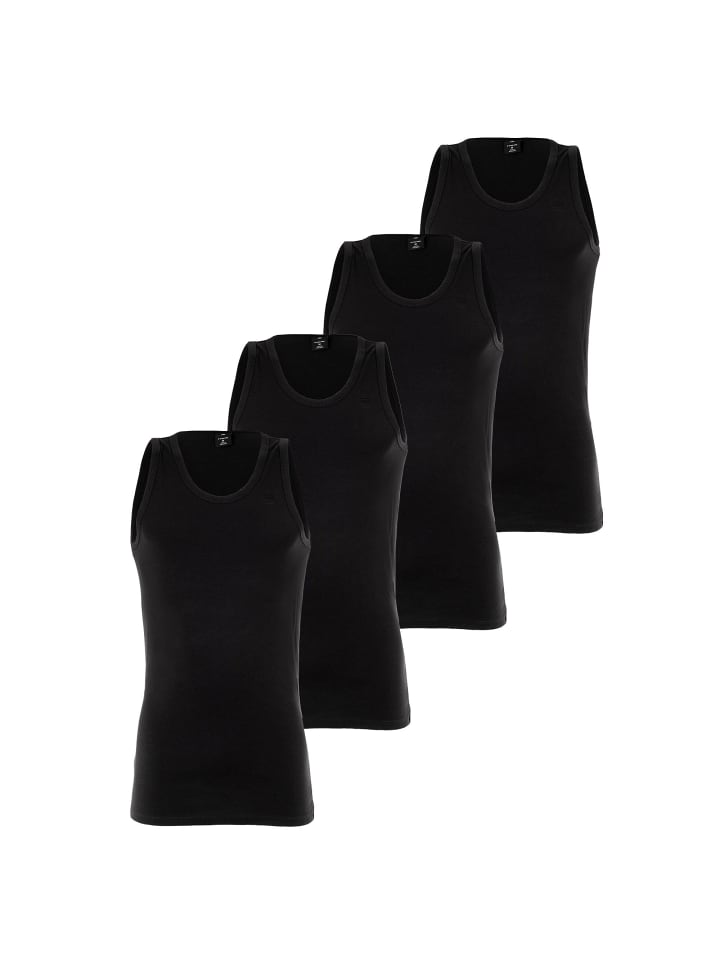 Unterhemd 4er Pack in Schwarz