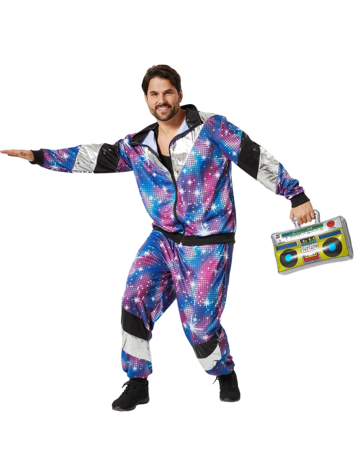 Retro-Trainingsanzug/80er-/90er-Jahre-Disco-Jogginganzug, in blau