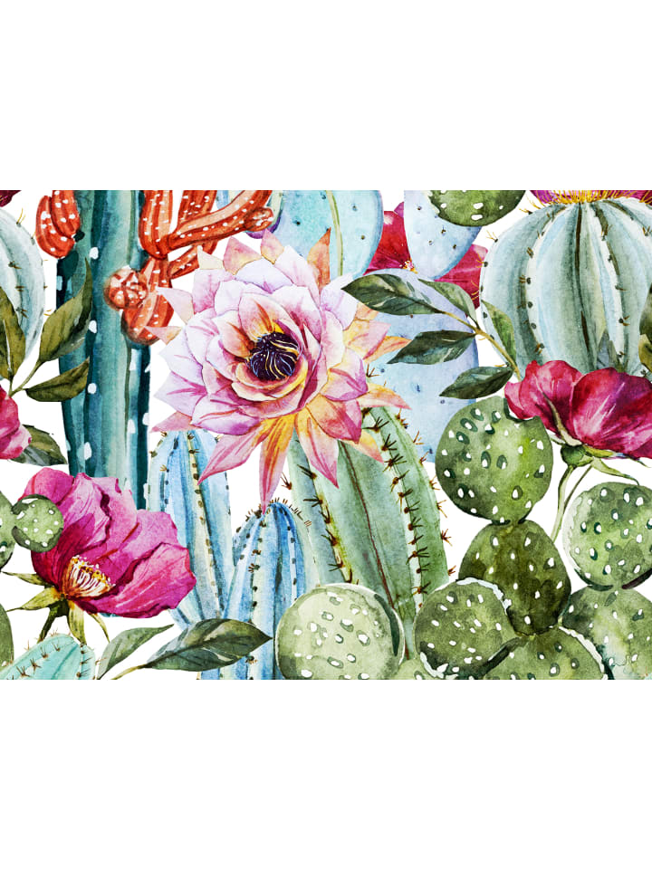 Tischsets I Platzsets "Tropische Blüten mit Kakteen" (L)30 x (B)40