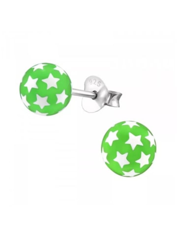 Ohrstecker BALL STERNE grün in 925 Sterling Silber, 2-tlg,