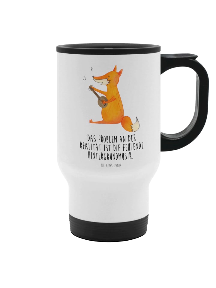 Thermobecher To Go Fuchs Gitarre mit Spruch in Weiß