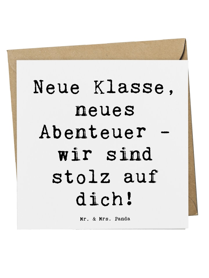 Grußkarte Spruch Erster Schultag Abenteuer mit ... in Weiß