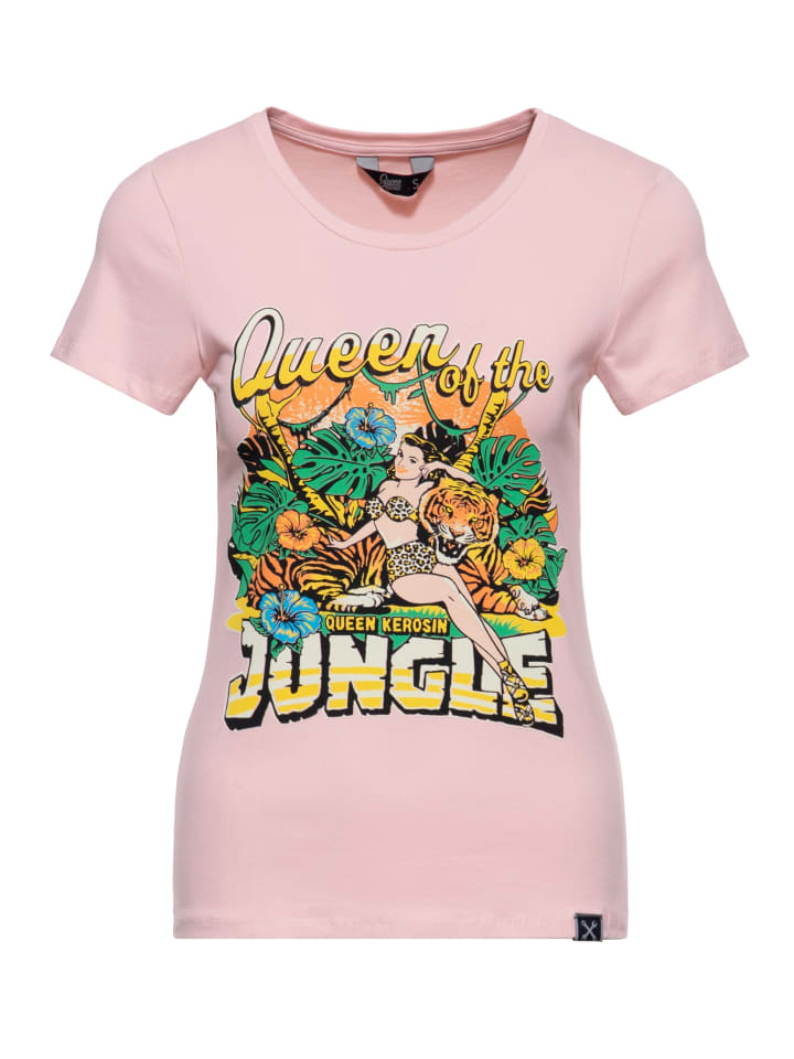 Queen Kerosin T-Shirt Queen of the Jungle in rosa