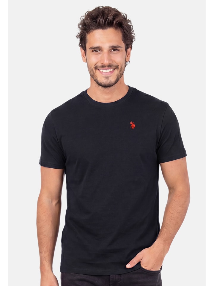 T-Shirt USNaash – Herren Basic Shirt aus 100 % Baumwolle in Schwarz-Rot