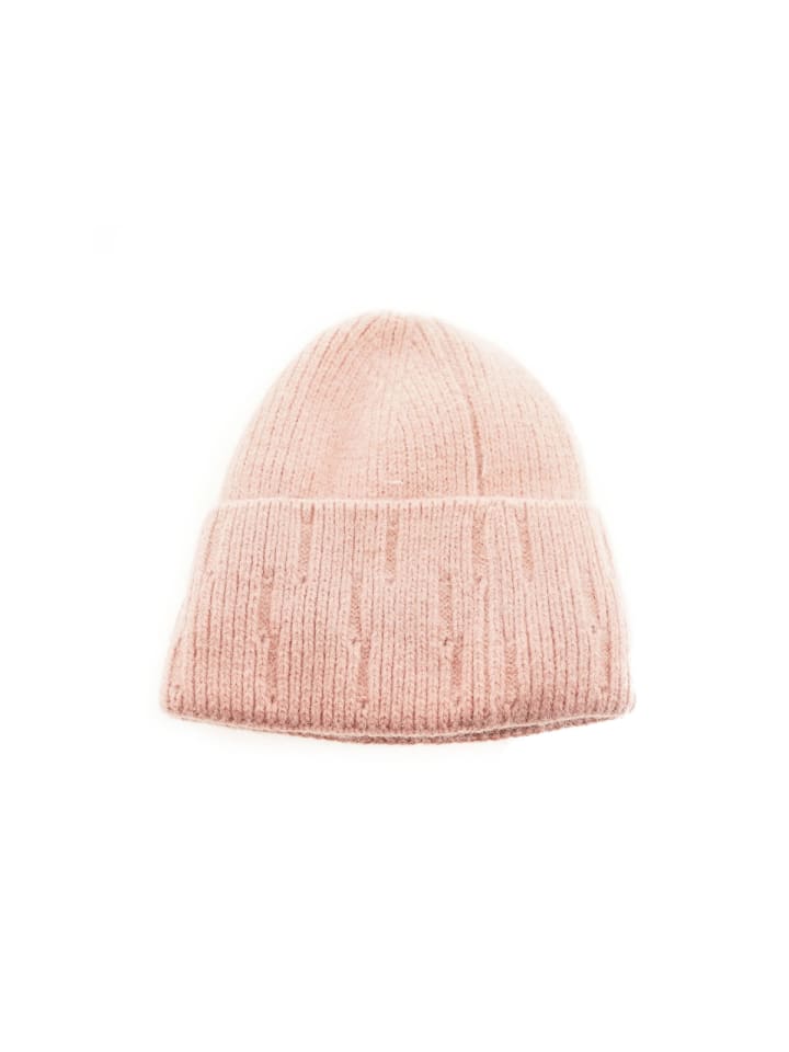 Beanie Mütze für Winter und Herbst mit Innenfutter in Rosa