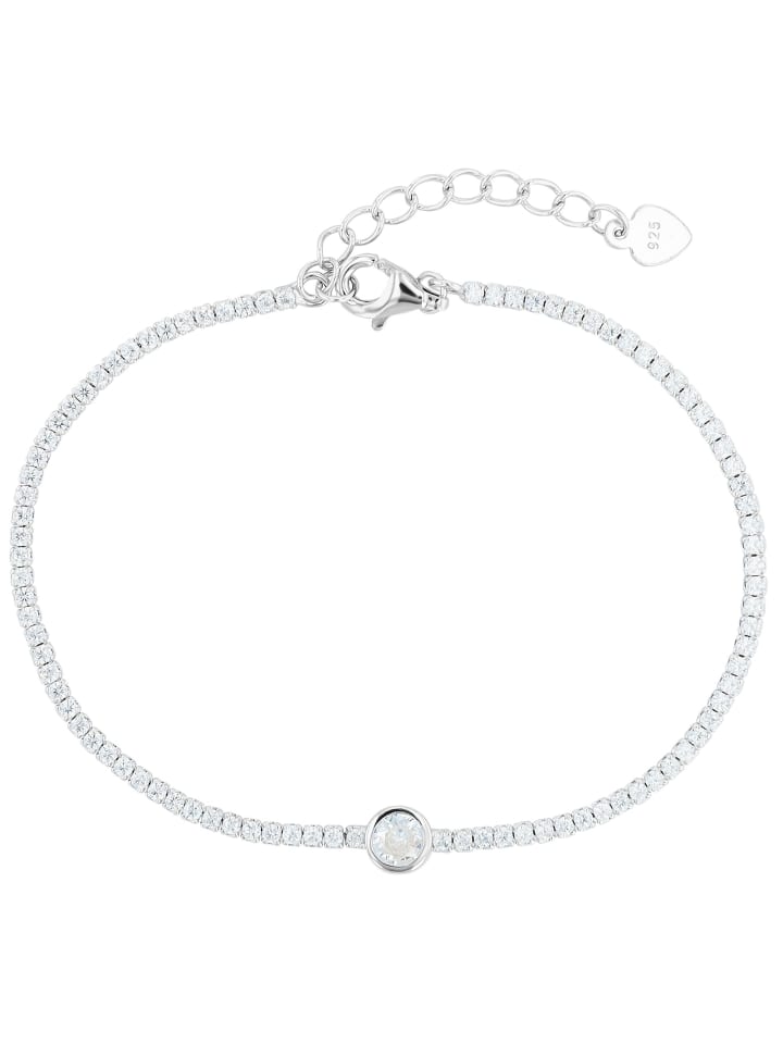 Damen Armband aus 925 Silber mit Zirkonia 17+3 cm in silber