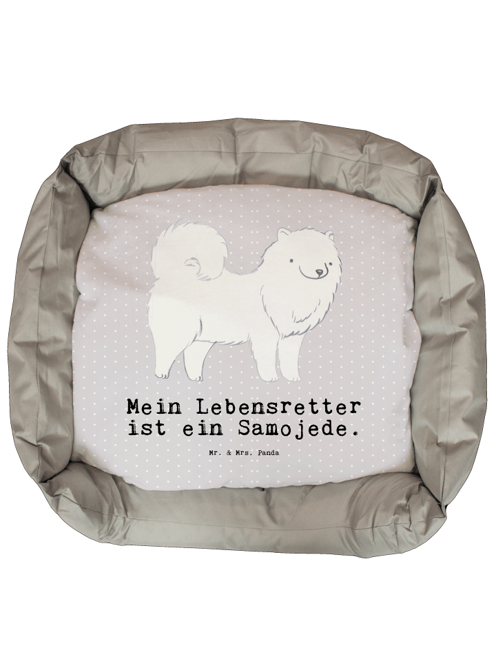 Hundesofa Menschojede Lebensretter mit Spruch in Grau Pastell