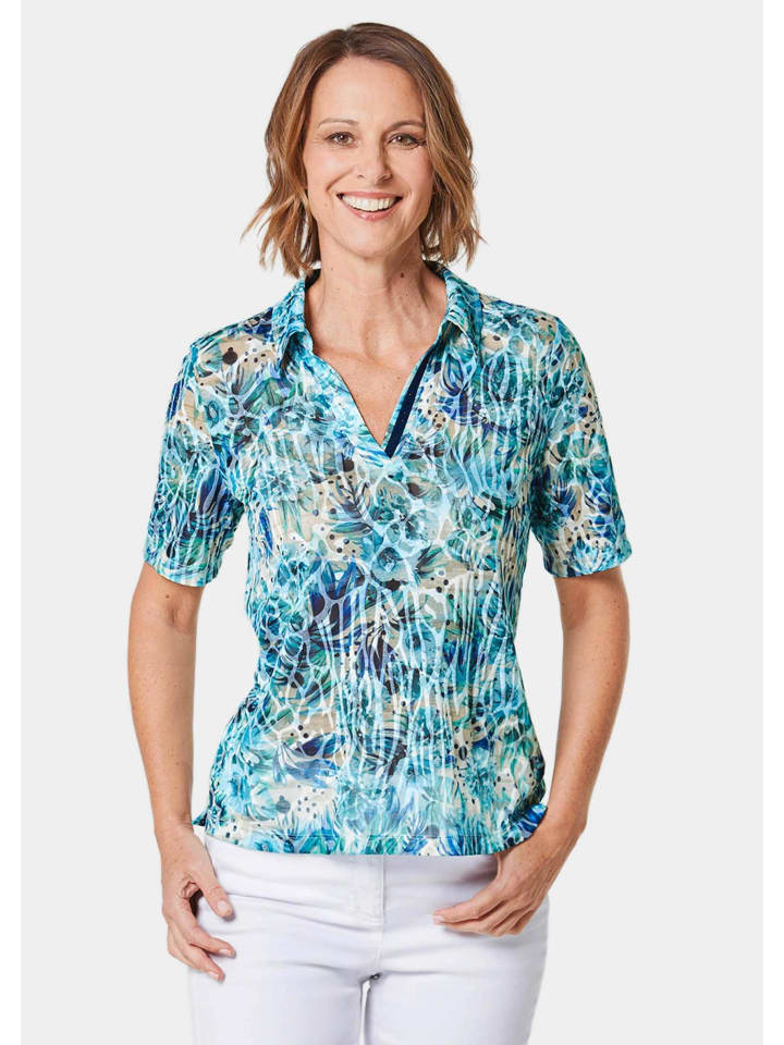 Ausbrennershirt mit Strassdetails in marine / gemustert