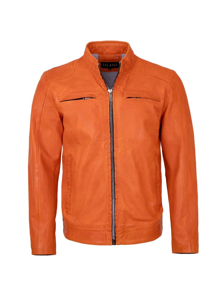 Lederjacke Lammnappa in Orange