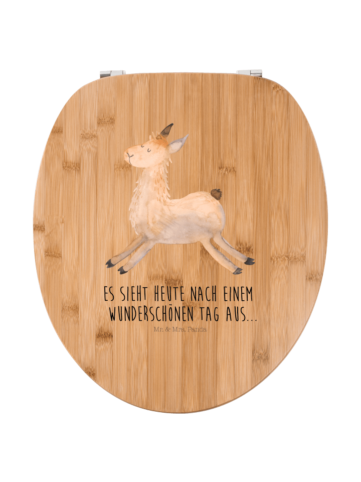 Toilettenbrille Lama Springen mit Spruch in Braun