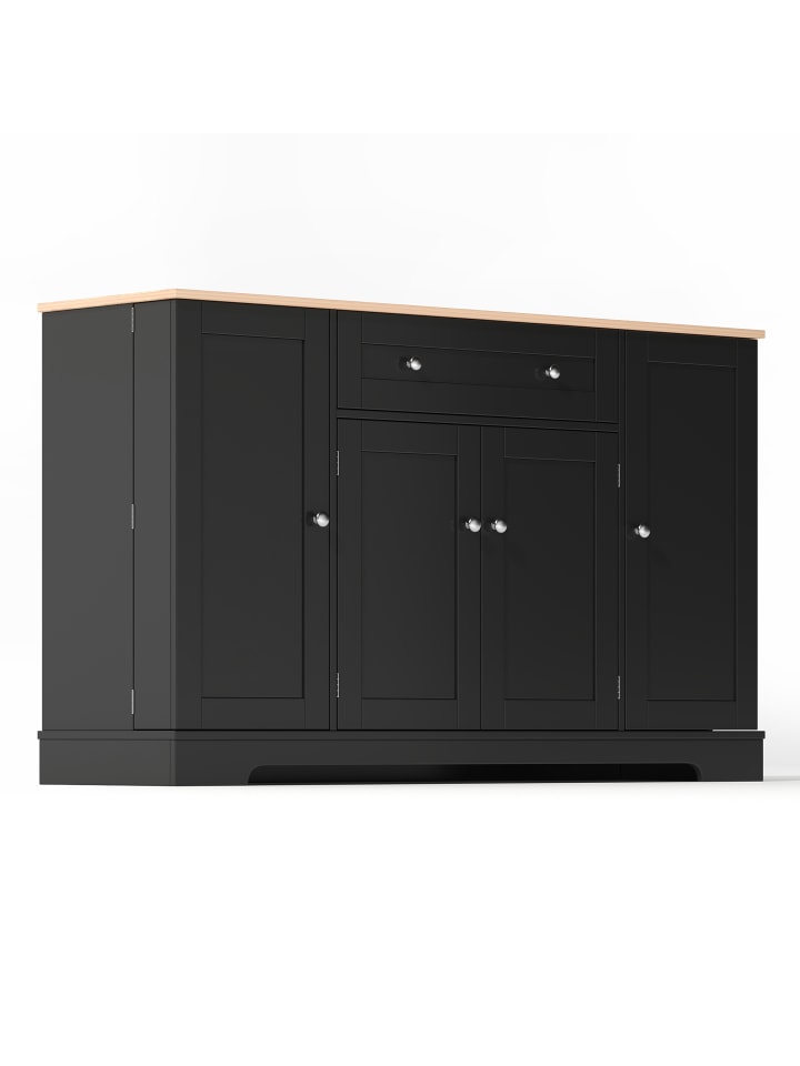 Multifunktions Sideboard 138 cm mit Stauraum & Kippschutz in Schwarz