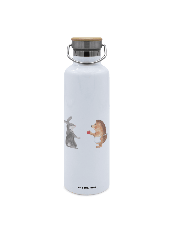 Wasserflasche Hase Igel ohne Spruch in Weiß