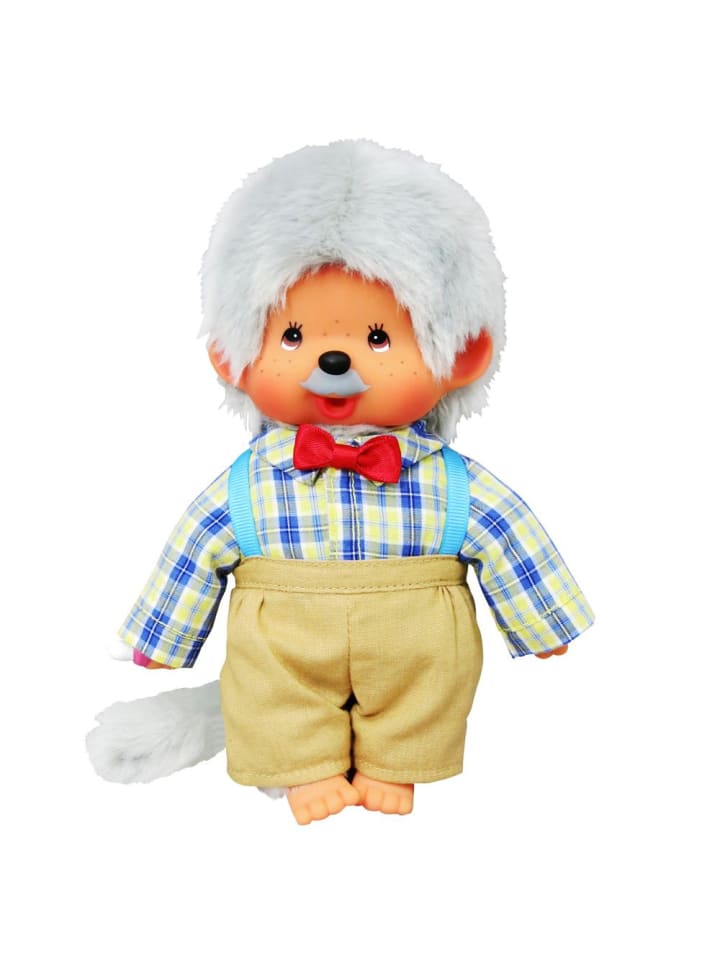 Großvater Opa | 20 cm | Monchhichi Puppe | Junge | Opi mit grauem Fell