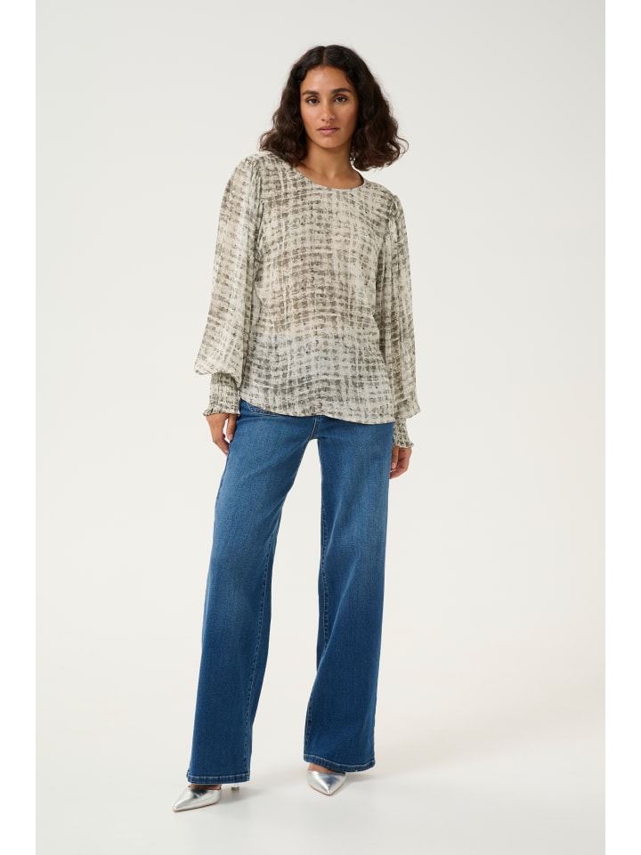Langarm-Bluse KAtrinike Regular fit in Grey Texture Check