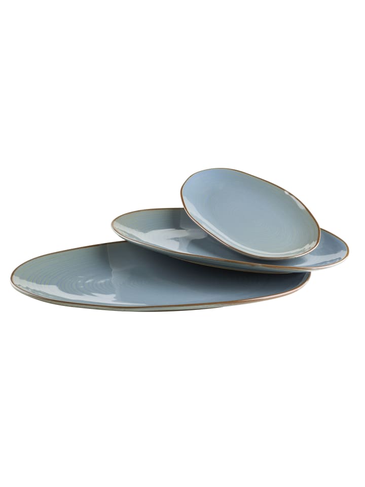Servierplatten-Set, Keramik Nottingham in Blau