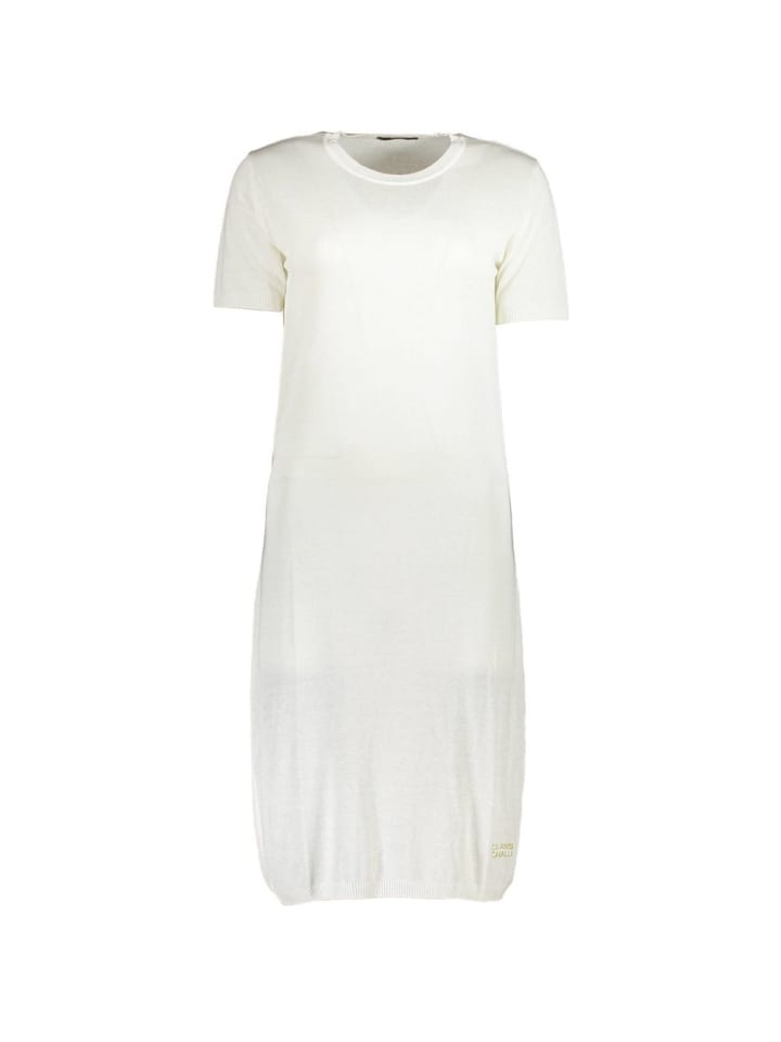Weiß Viskose Damen Kleid