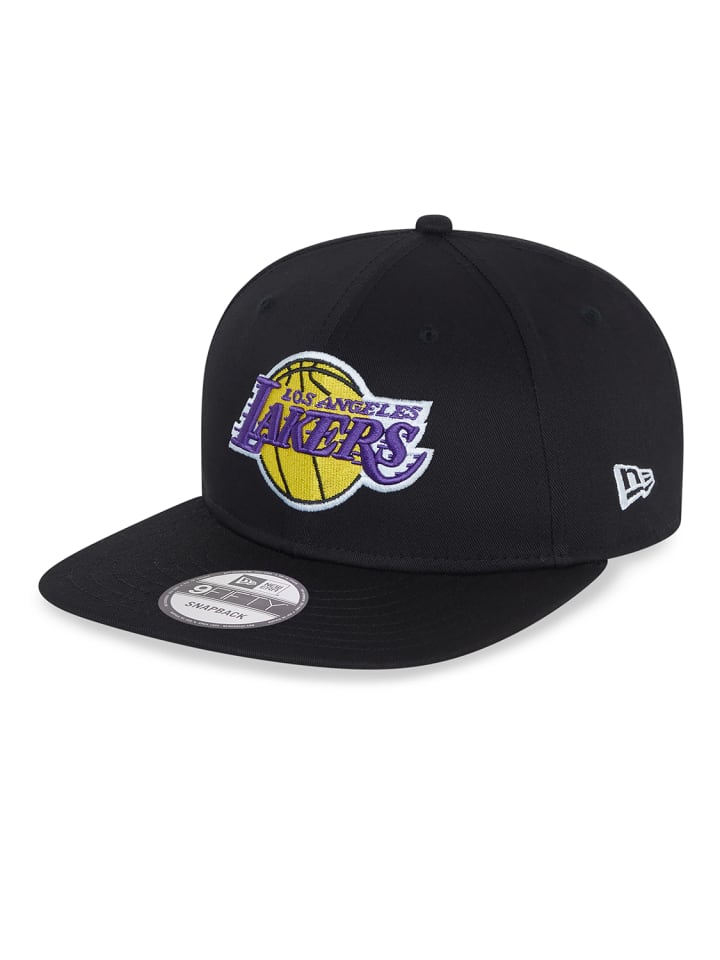Snapback Cap 9FIFTY mit LA Lakers Logo und flachem Schirm in Schwarz