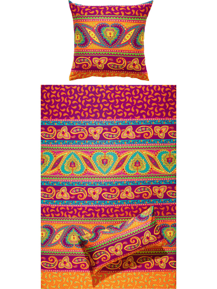 Satin Bettwäsche in orange-beere