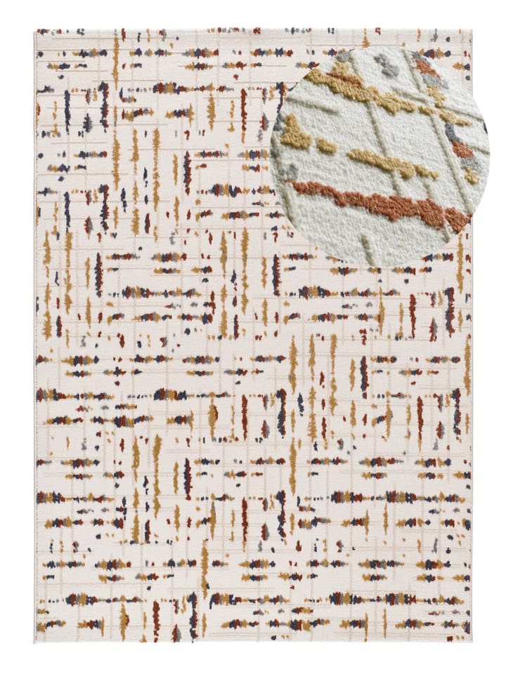 Kurzflor-Teppich AMARA in creme/mehrfarbig