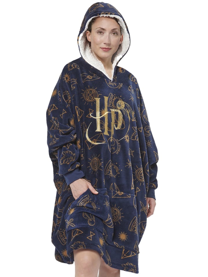 Harry Potter Oversize Cozy Hoodie Übergroße Kuschelpullover Sweater in blau