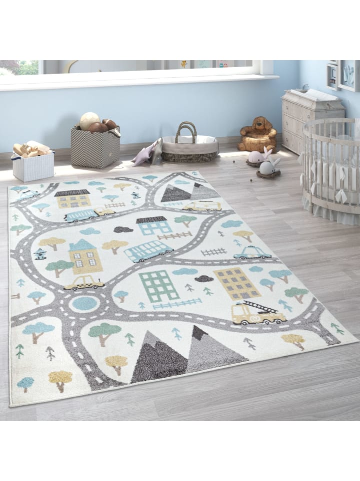 Kinderteppich Roadmap Kinderzimmer in Creme