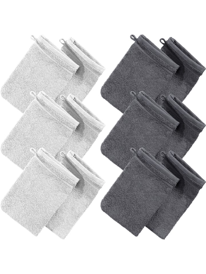 Frottier Waschhandschuh 12er-Pack Heidelberg in anthrazit-weiß