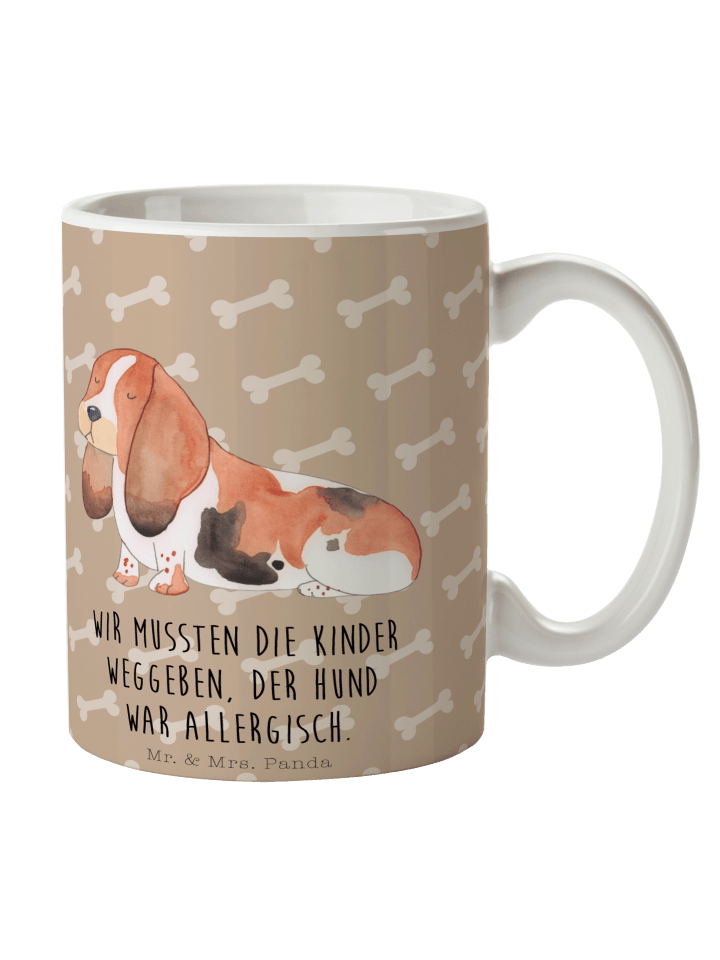 Teepott Hund Basset Hound mit Spruch in Hundeglück
