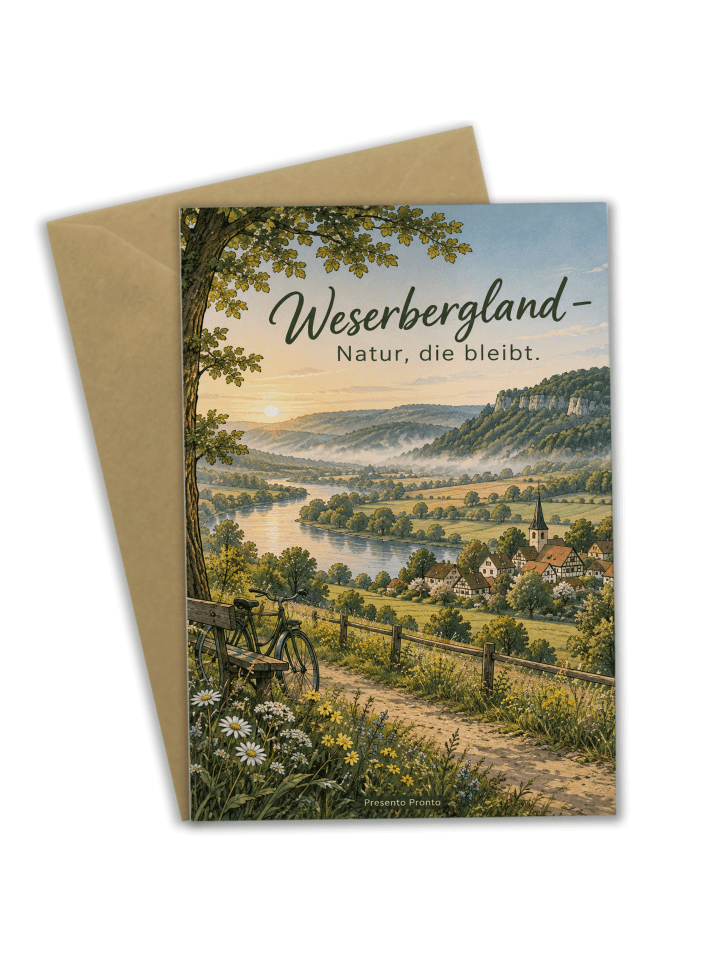 Glückwunschkarte Landschaft nostalgisch Design ... in Weiß