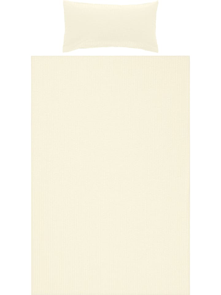 Seersucker Bettwäsche mit Hotelverschluss Rosenheim in creme
