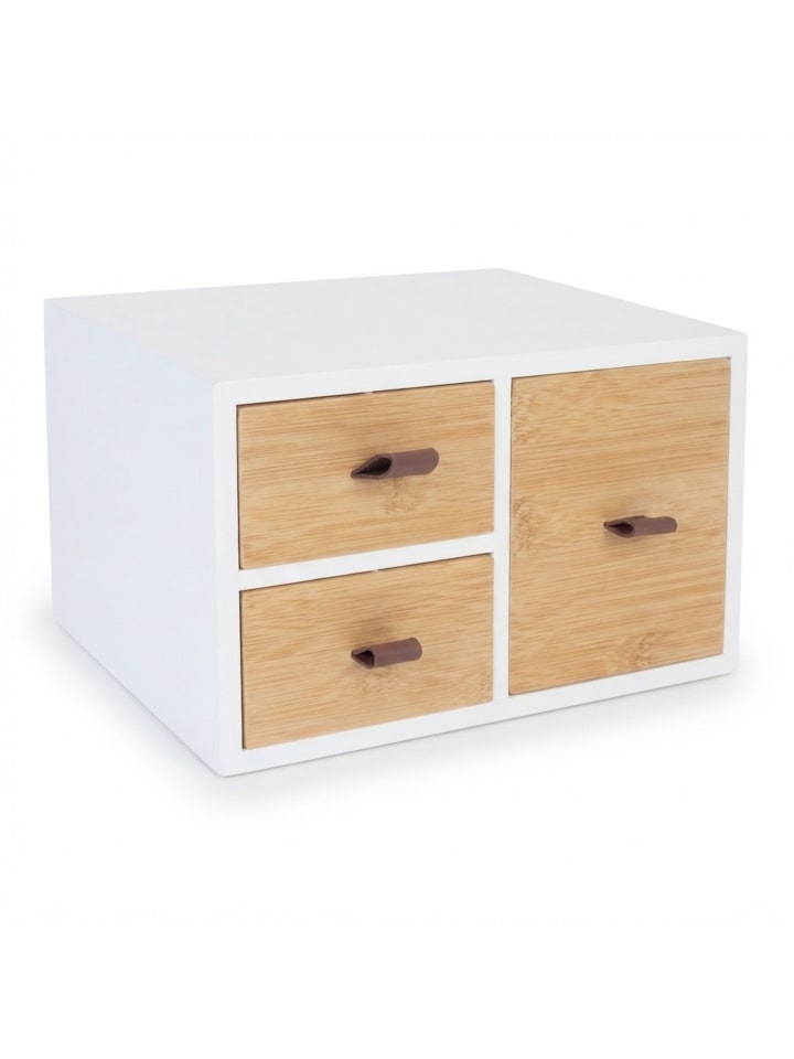 Schubladenbox in Weiß/Natur - (B)25 x (H)15 x (T)20 cm