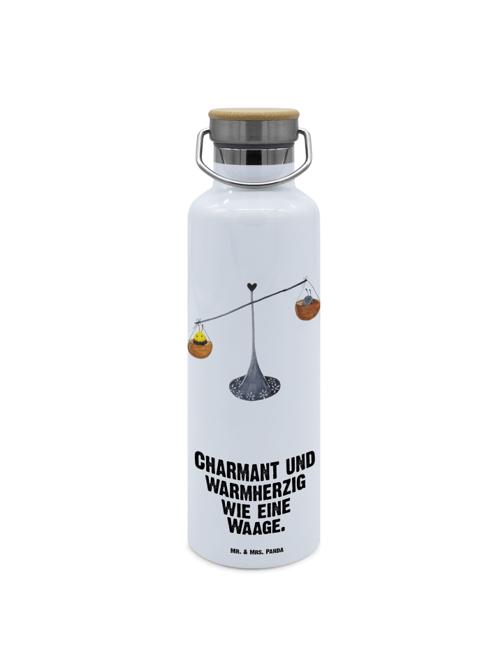 Wasserflasche Sternzeichen Waage mit Spruch in Weiß