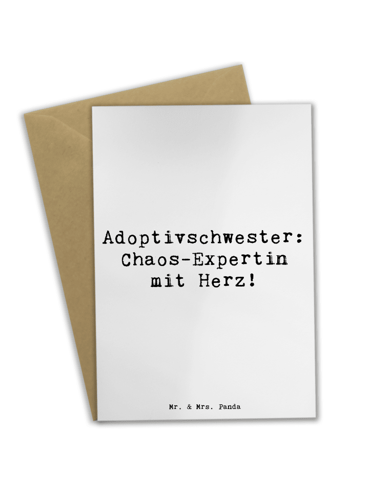 Grußkarte Adoptivschwester Chaos mit Spruch in Weiß